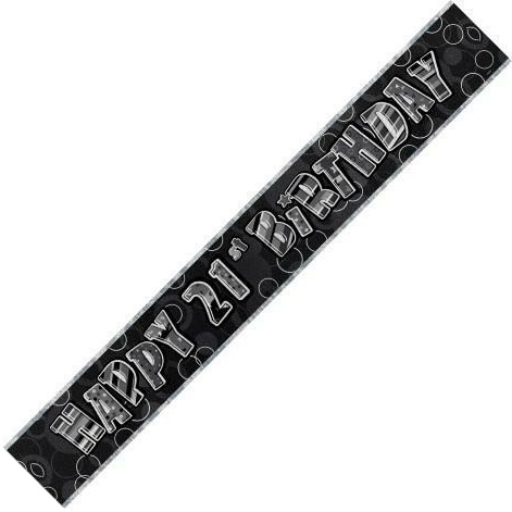(image for) Happy 21st Birthday Black Foil Banner (3.6m)